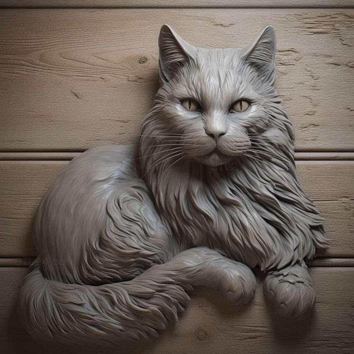 Nature and animals (Nebelung cat 1, NATURE_997) 3D models for cnc